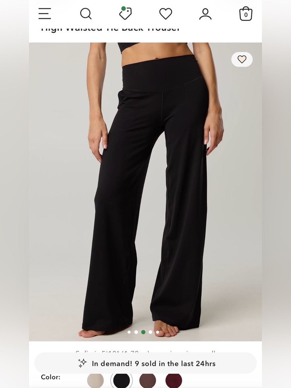 OFFLINE By Aerie Real Me XTRA High Waisted Tie Back Trouser Black Size Large NWT